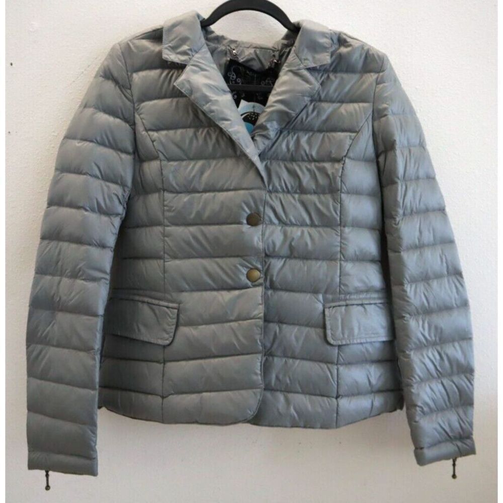 Anorak 50802CN Women's Sz Large Pewter Grey Blazer-Tailored Puffer Jacket